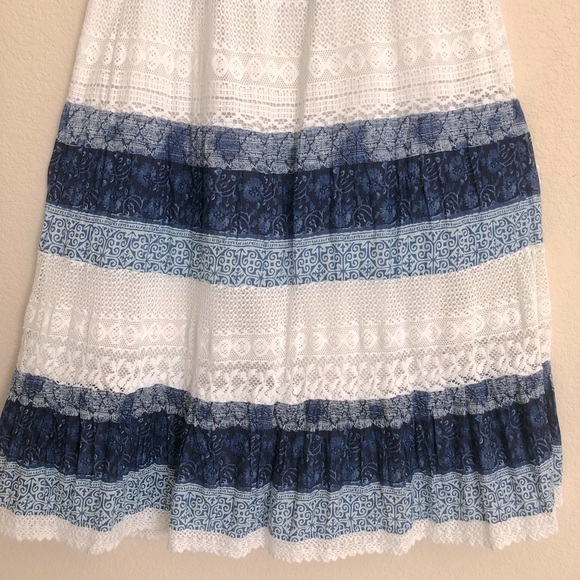 Boho Indie Festival Rave Tiered Lace Hippie Skirt - Picture 7 of 13